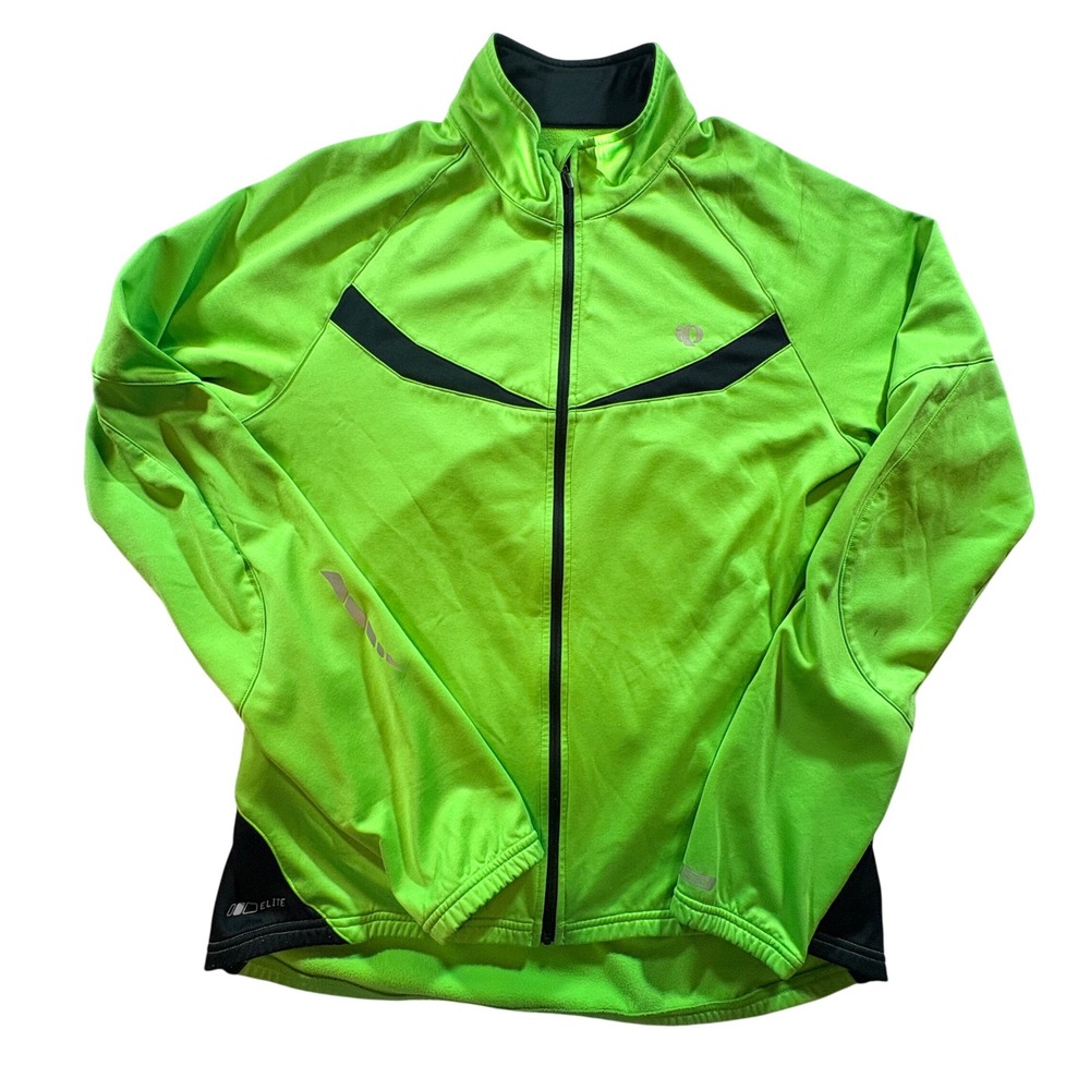 Pearl Izumi Elite Thermal Cycling Jacket Mens XL Green Reflective Full Zip Bike